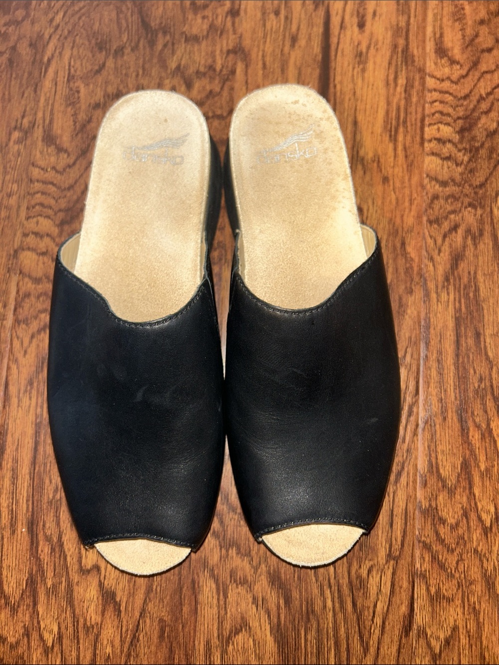 Dansko Black Open-Toe Slip-On Mules